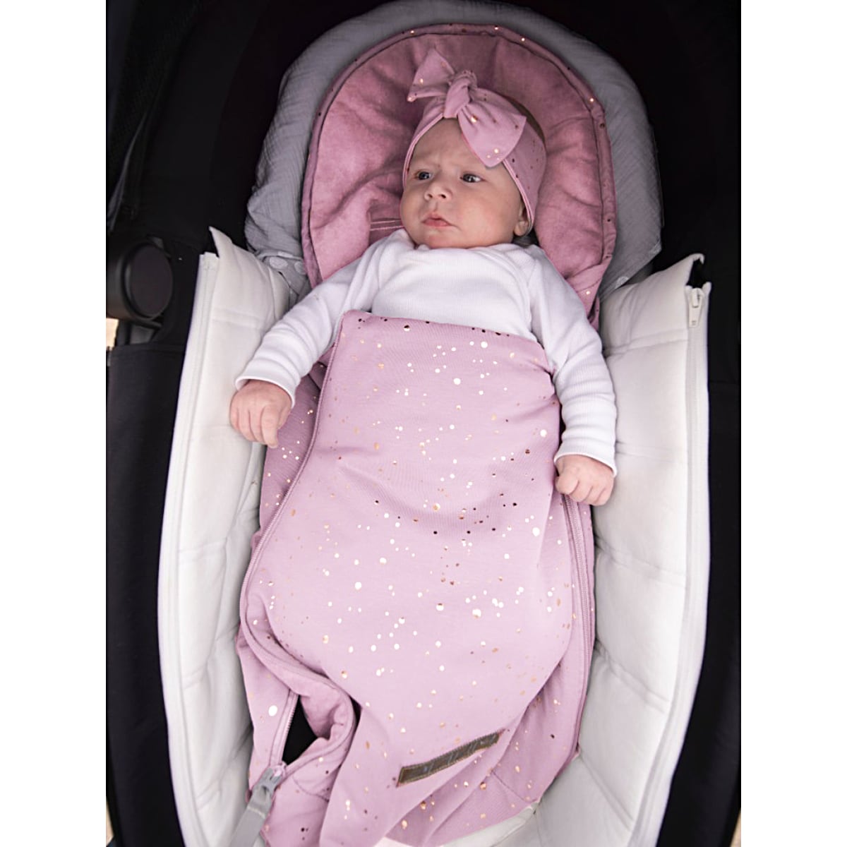 PINKIE Dünner Fußsack Shine Gold Pink 0-12 Monate