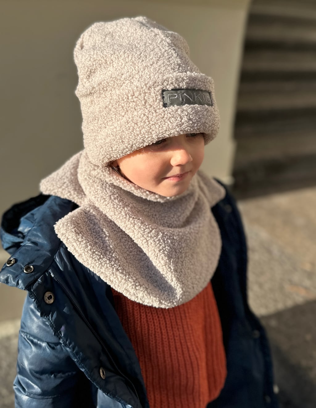 PINKIE Mütze Label Teddy Light Grey