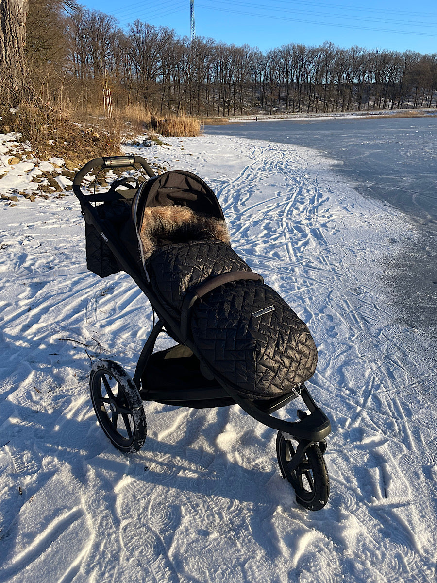 PINKIE Winterfußsack Zig Zag mit Pelzkragen