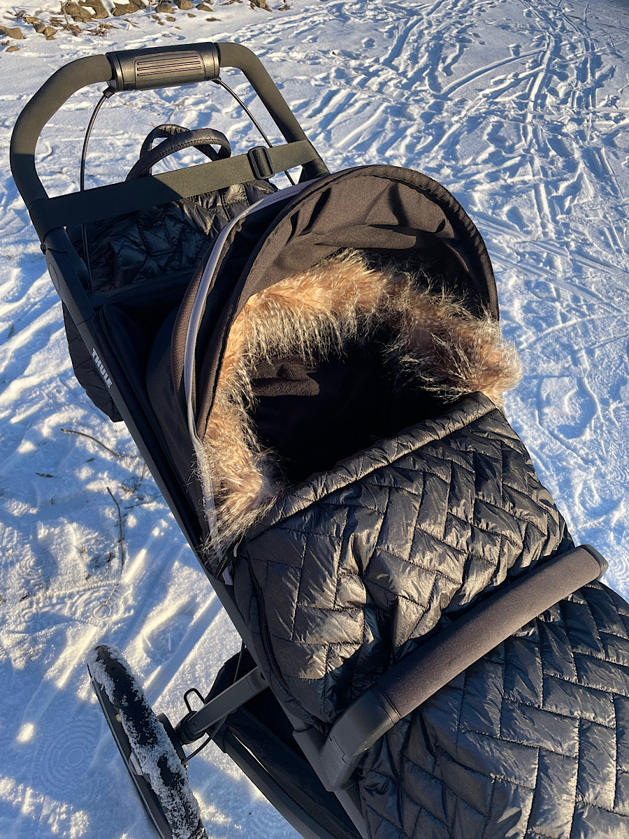 PINKIE Winterfußsack Zig Zag mit Pelzkragen