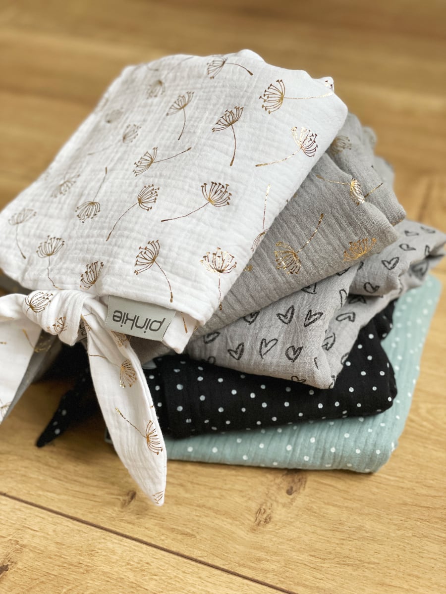 PINKIE Sommerdecke Muslin Flower Grey