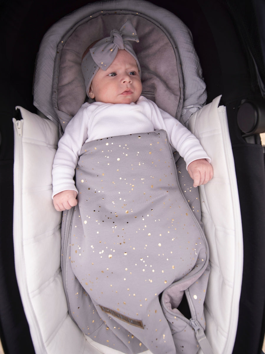 PINKIE Dünner Fußsack Shine Gold Black 0-12 Monate