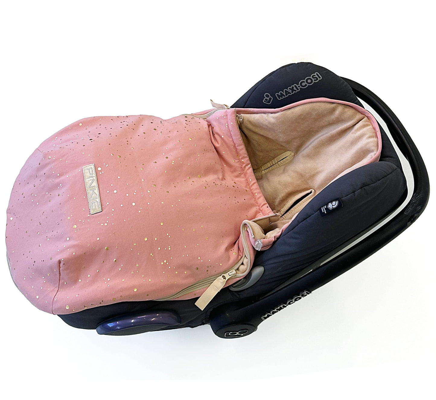 PINKIE Dünner Fußsack Shine Gold Old Pink 0-12 Monate