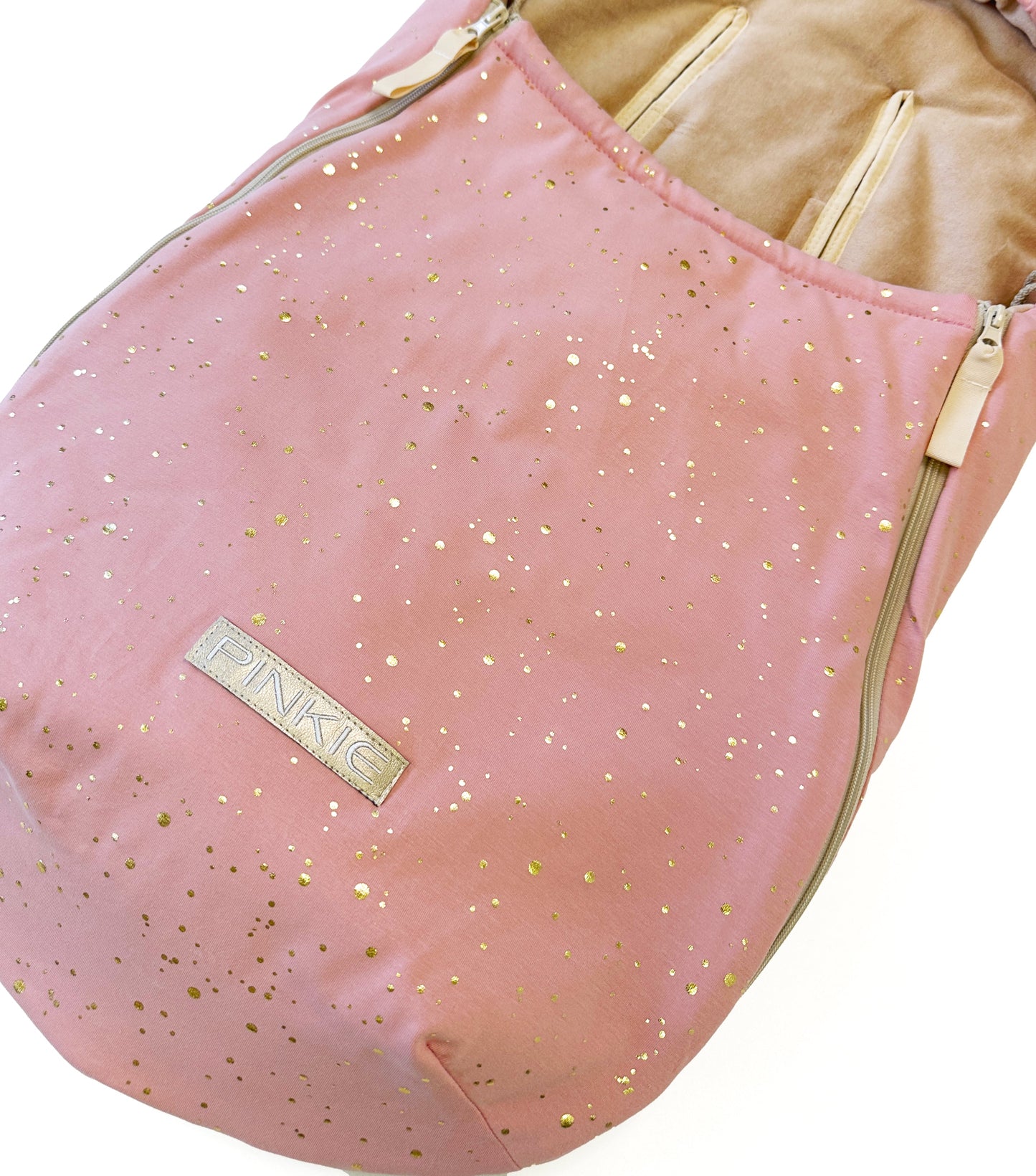 PINKIE Dünner Fußsack Shine Gold Old Pink 0-12 Monate