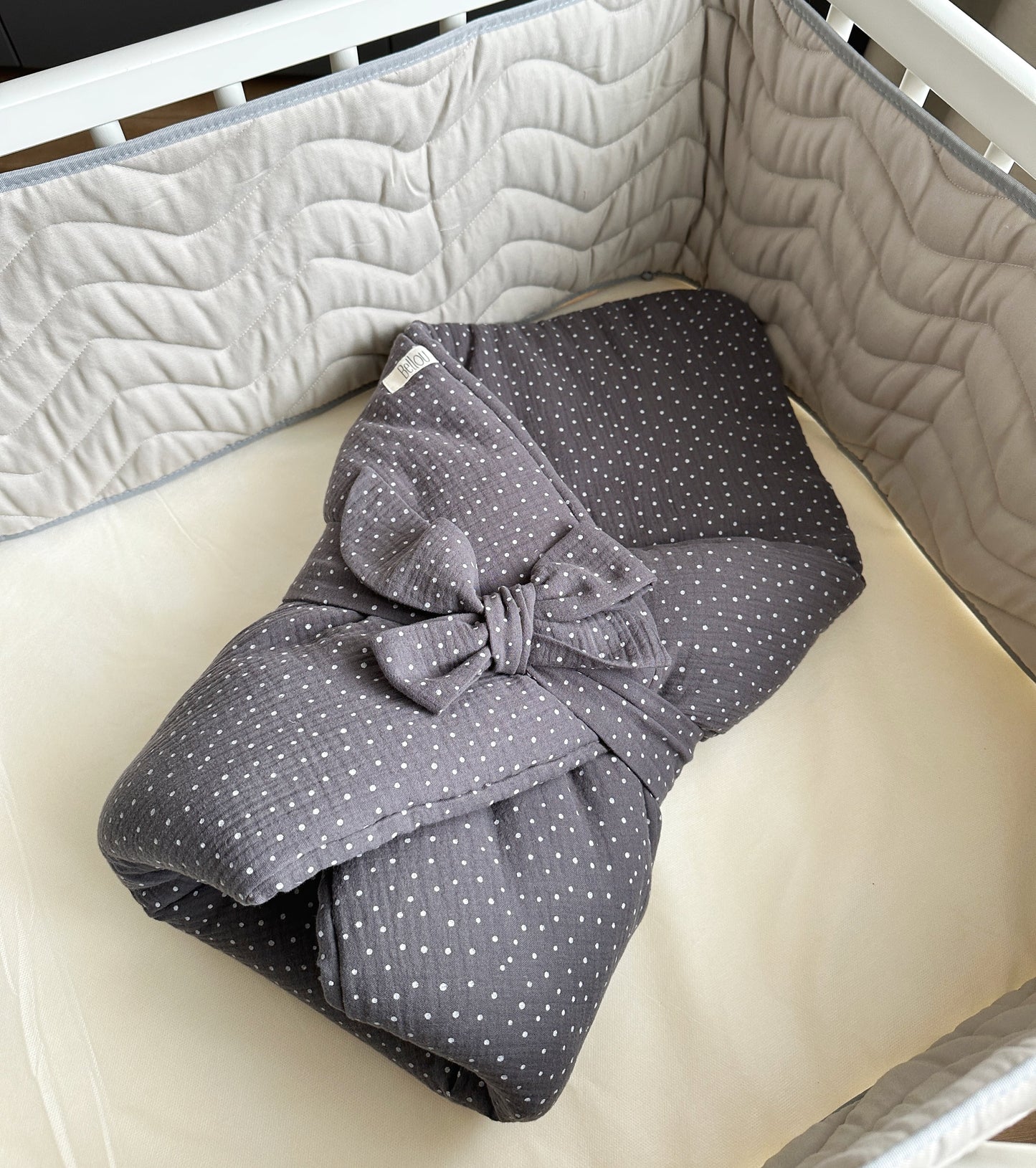 Einschlagdecke Bellou Grey Dots BIO Baumwolle