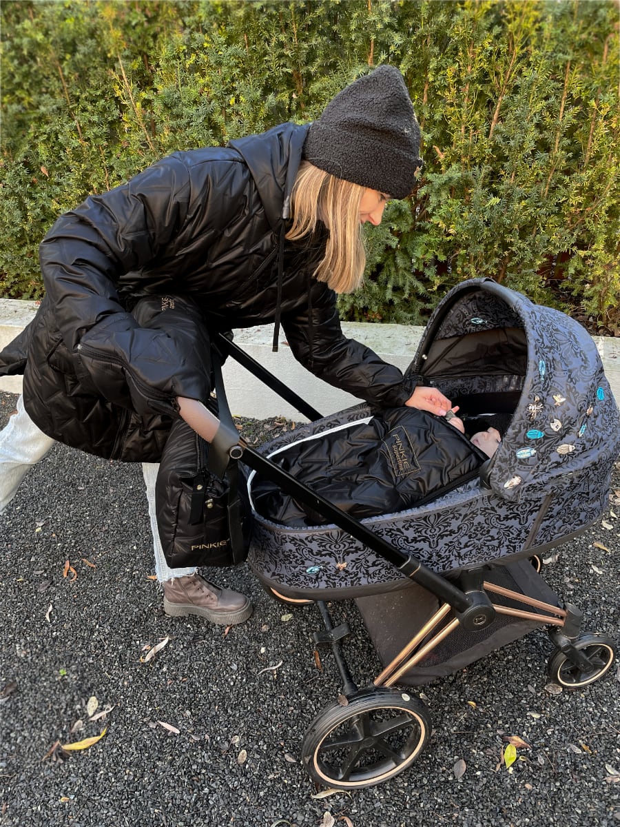 PINKIE Daunen Winterfußsack  Superfine Vee Black 0-12 Monate