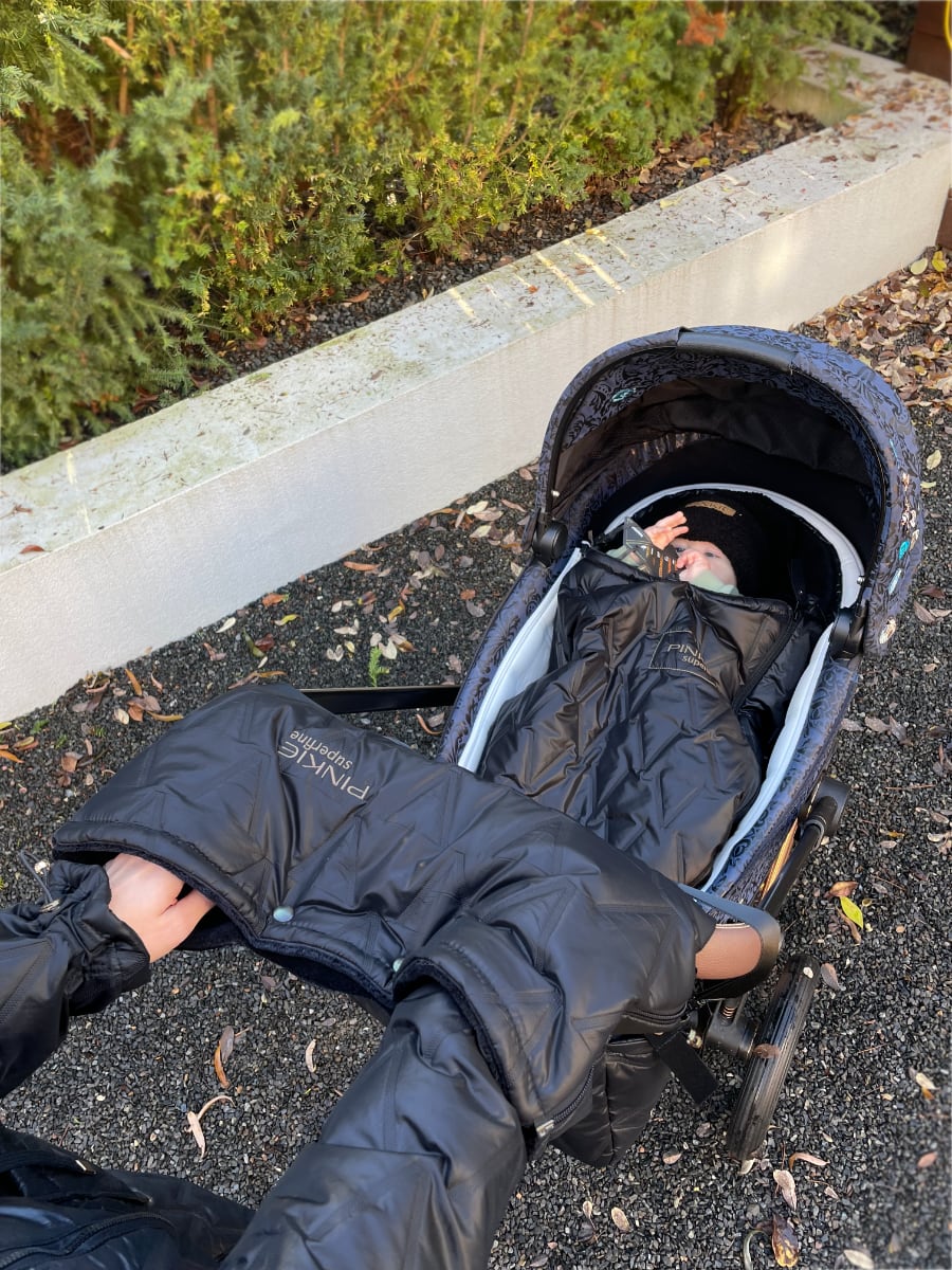 PINKIE Daunen Winterfußsack  Superfine Vee Black 0-12 Monate