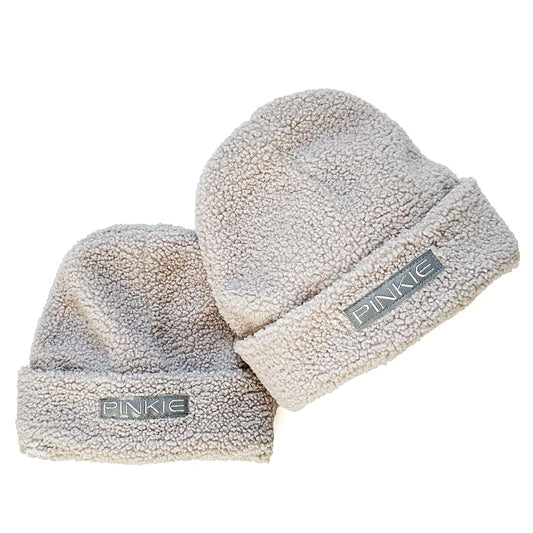 PINKIE Mützen Label Teddy Light Grey Duo