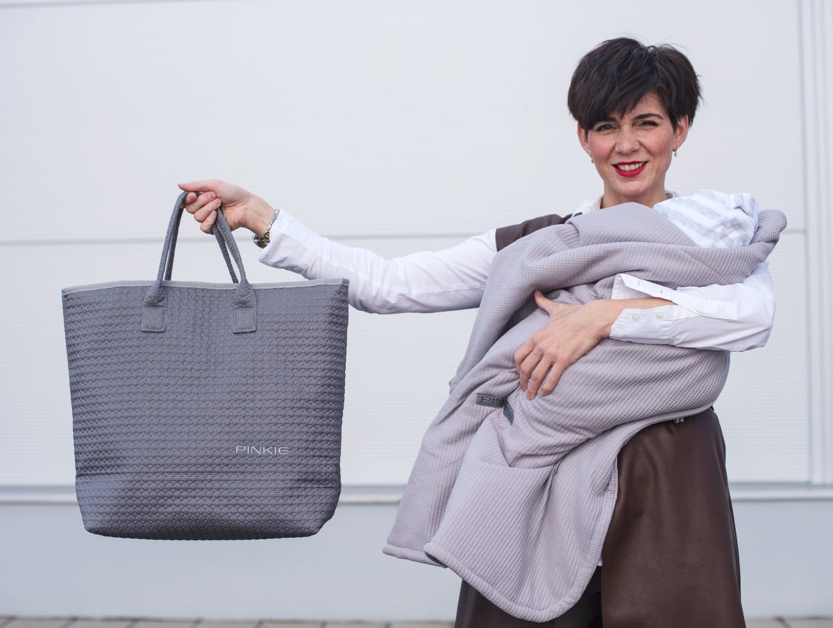 PINKIE Shopper Tasche Small Grey Comb