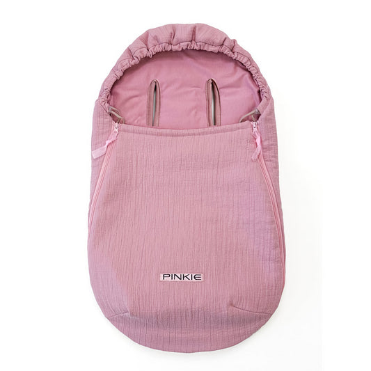 PINKIE Dünner Fußsack Pink Muslin BIO 0-12 Monate