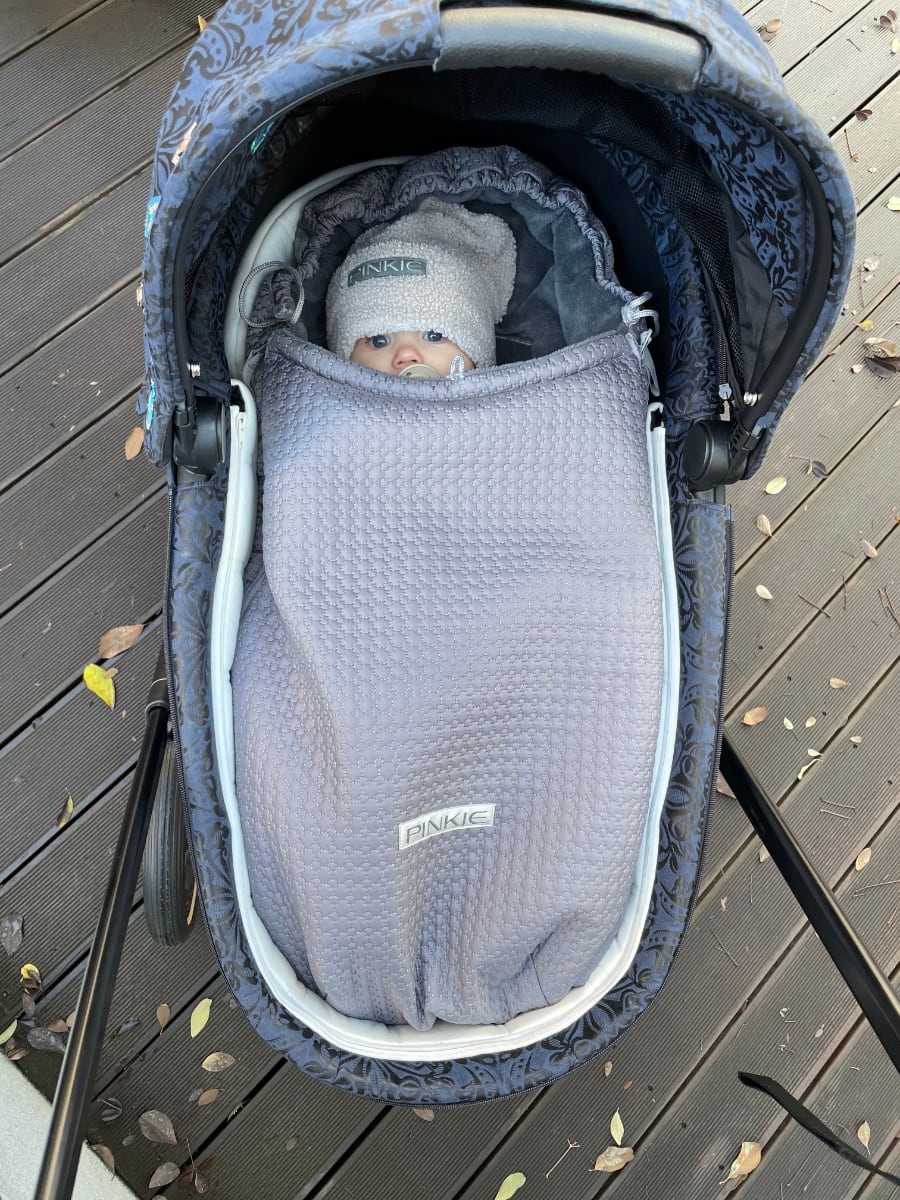 PINKIE Winterfußsack Small Grey Comb 0-12 Mon.