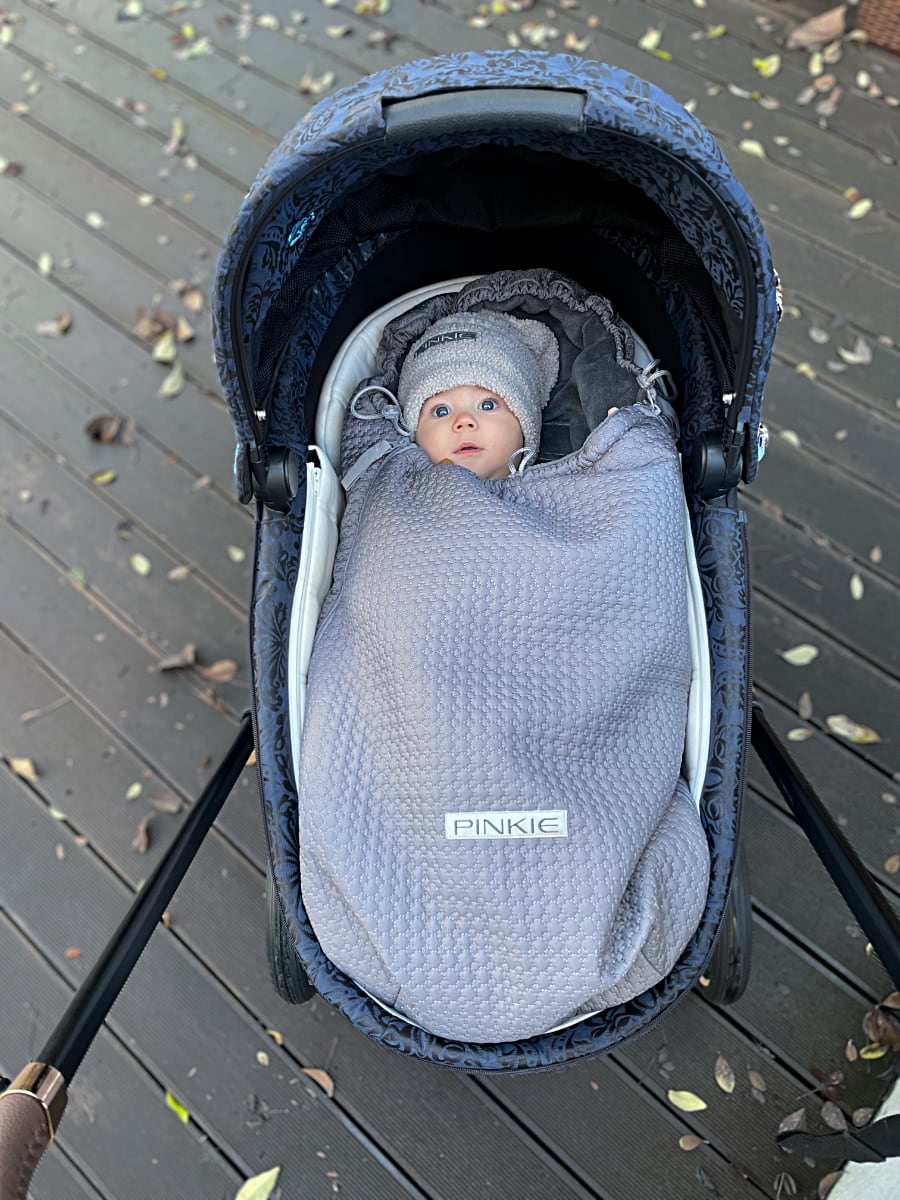 PINKIE Winterfußsack Small Grey Comb 0-12 Mon.