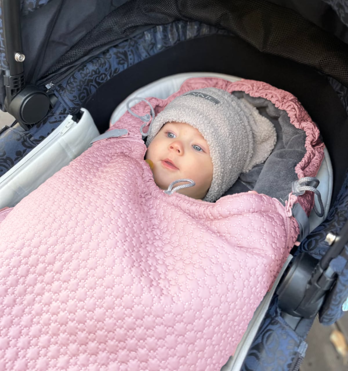 PINKIE Winter Fußsack Small Pink Comb 0-12 Monate